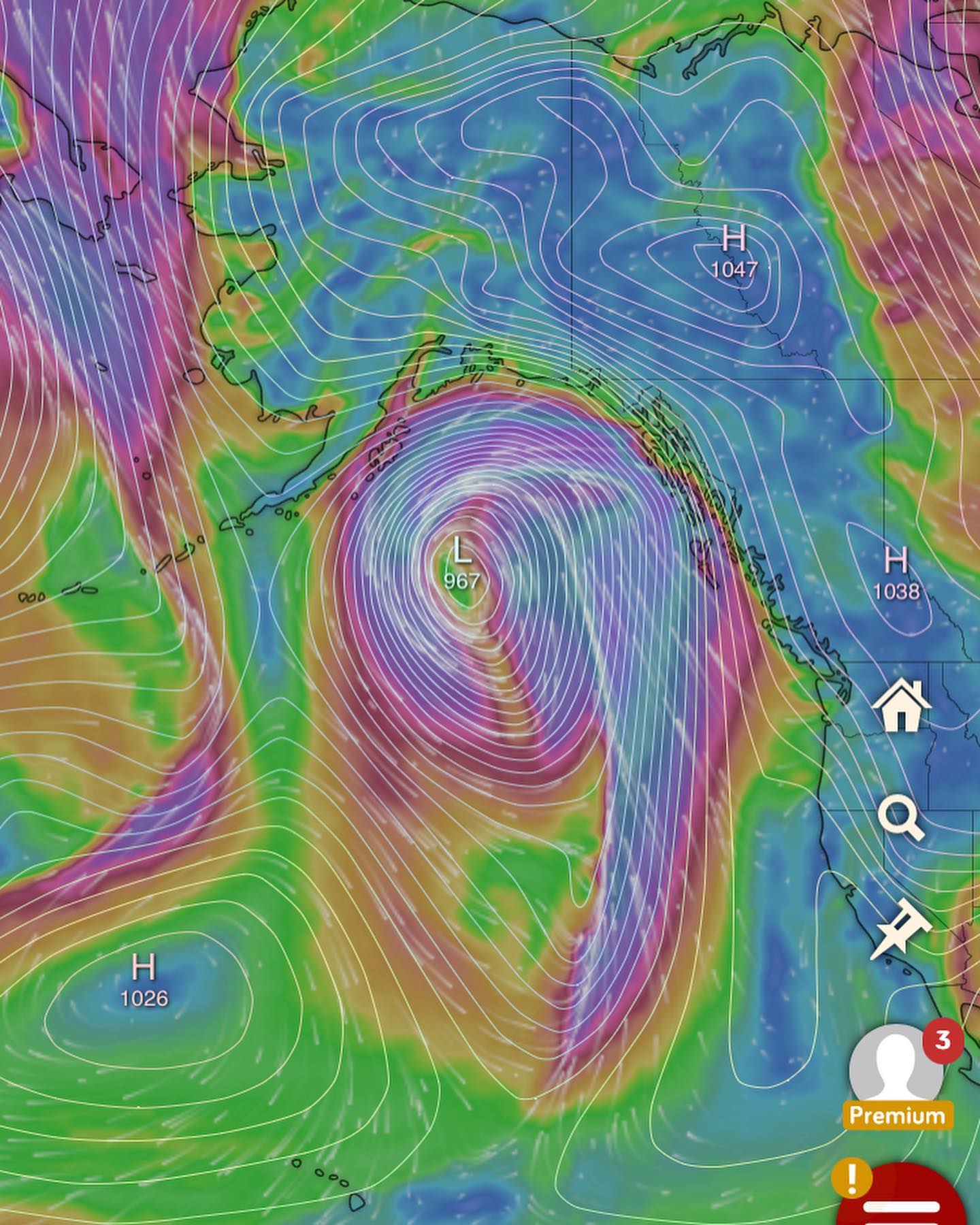 Both the Euro and the GFS are sending that Monday beast storm into Alaska on tonight’s extended runs.